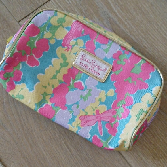 Lilly Pulitzer Handbags - Lilly Pulitzer For Estee Lauder Pink and Yellow Cosmetic Bag NWOT